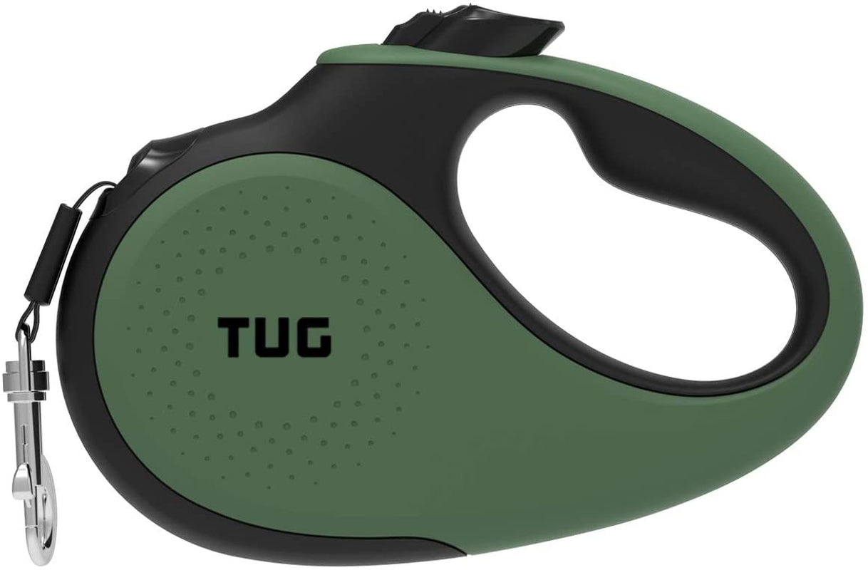TUG 360° Tangle-Free Retractable Dog Leash with Anti-Slip Handle | 16 Ft Strong Nylon Tape | One-Handed Brake, Pause, Lock (Small, Green)