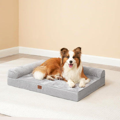 EHEYCIGA Memory Foam Orthopedic Dog Bed Medium Size Dog with Waterproof Lining, Washable Dog Couch Bed with Removable Cover and Nonskid Bottom for Crate Pet Sofa Bed, 30X20 Inches, Beige