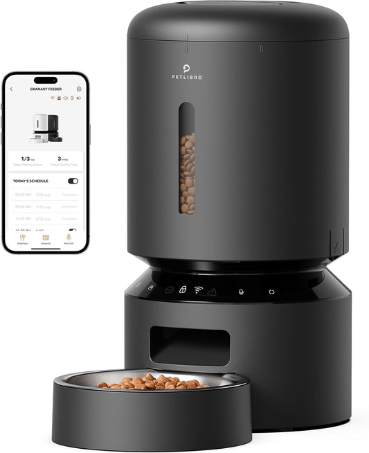 PETLIBRO Automatic Cat Feeder, 5G Wifi Automatic Dog Feeder with Freshness Preservation, 5L Timed Cat Feeder with Low Food Sensor, up to 10 Meals per Day, Granary Pet Feeder for Cats