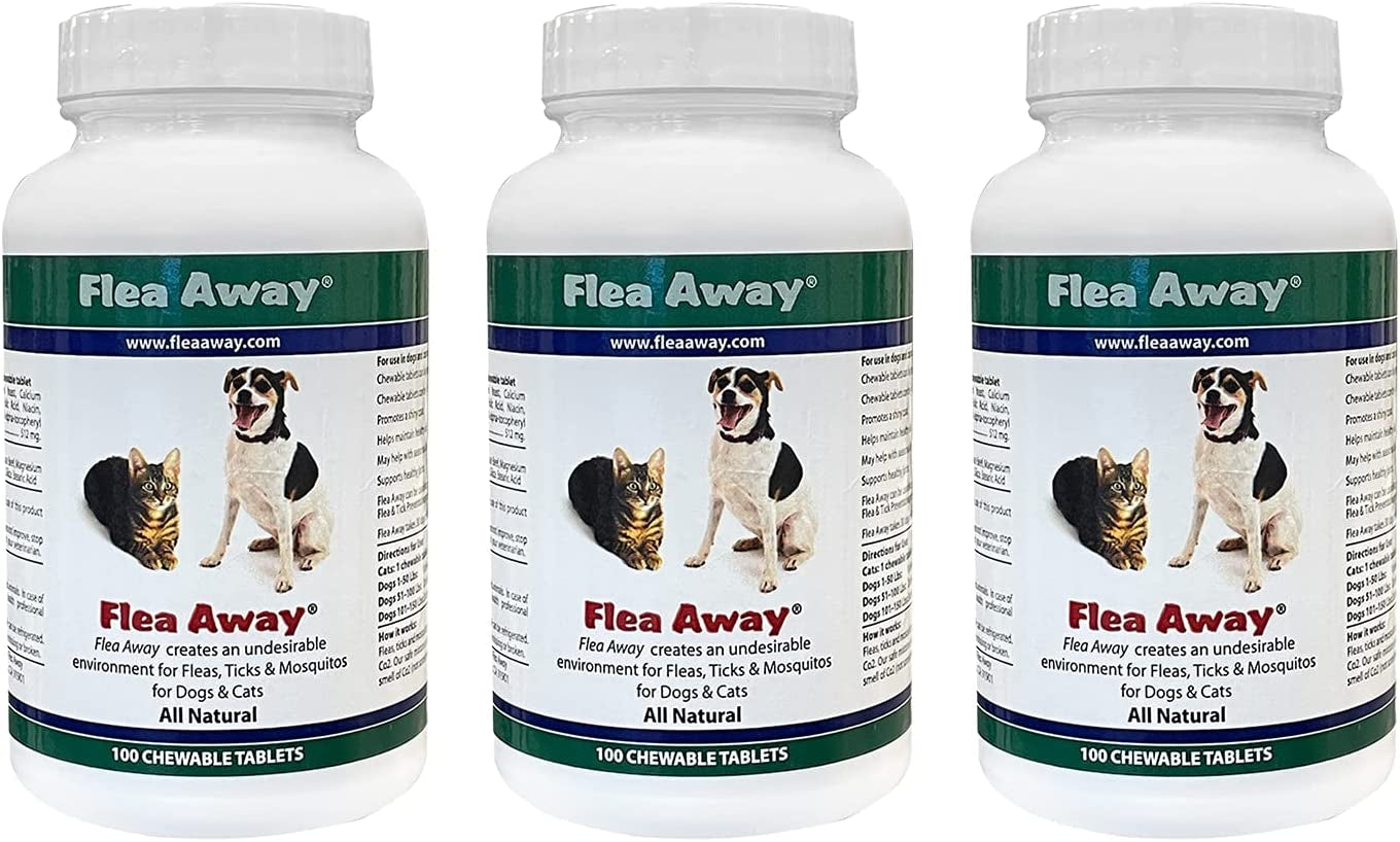 All Natural Supplement for Fleas, Ticks, and Mosquitos Prevention for Dogs and Cats, 100 Chewable Tablets, 3 Pack