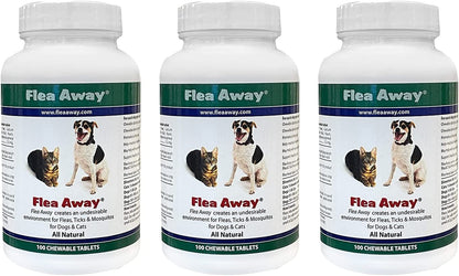 All Natural Supplement for Fleas, Ticks, and Mosquitos Prevention for Dogs and Cats, 100 Chewable Tablets, 3 Pack