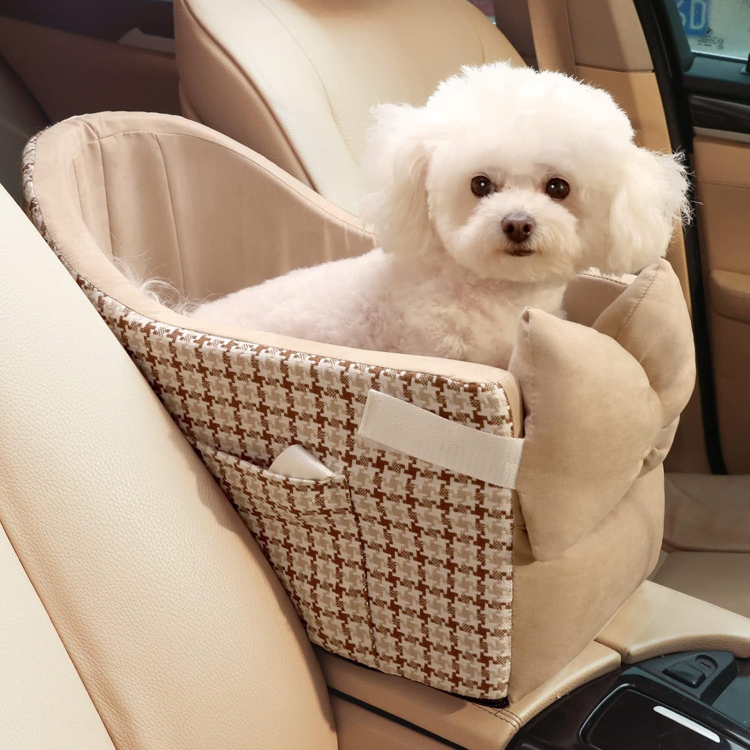 Dog Car Seat for Small Dog Booster Seat Middle Console Doggie Seat Puppy Car Seat for Small Dogs(Black)