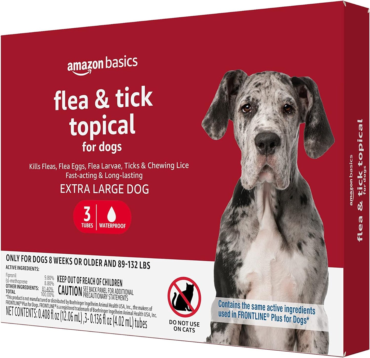 Amazon Basics Flea and Tick Topical Treatment for X-Large Dogs (89-132 Lbs), 6 Count (Previously Solimo)