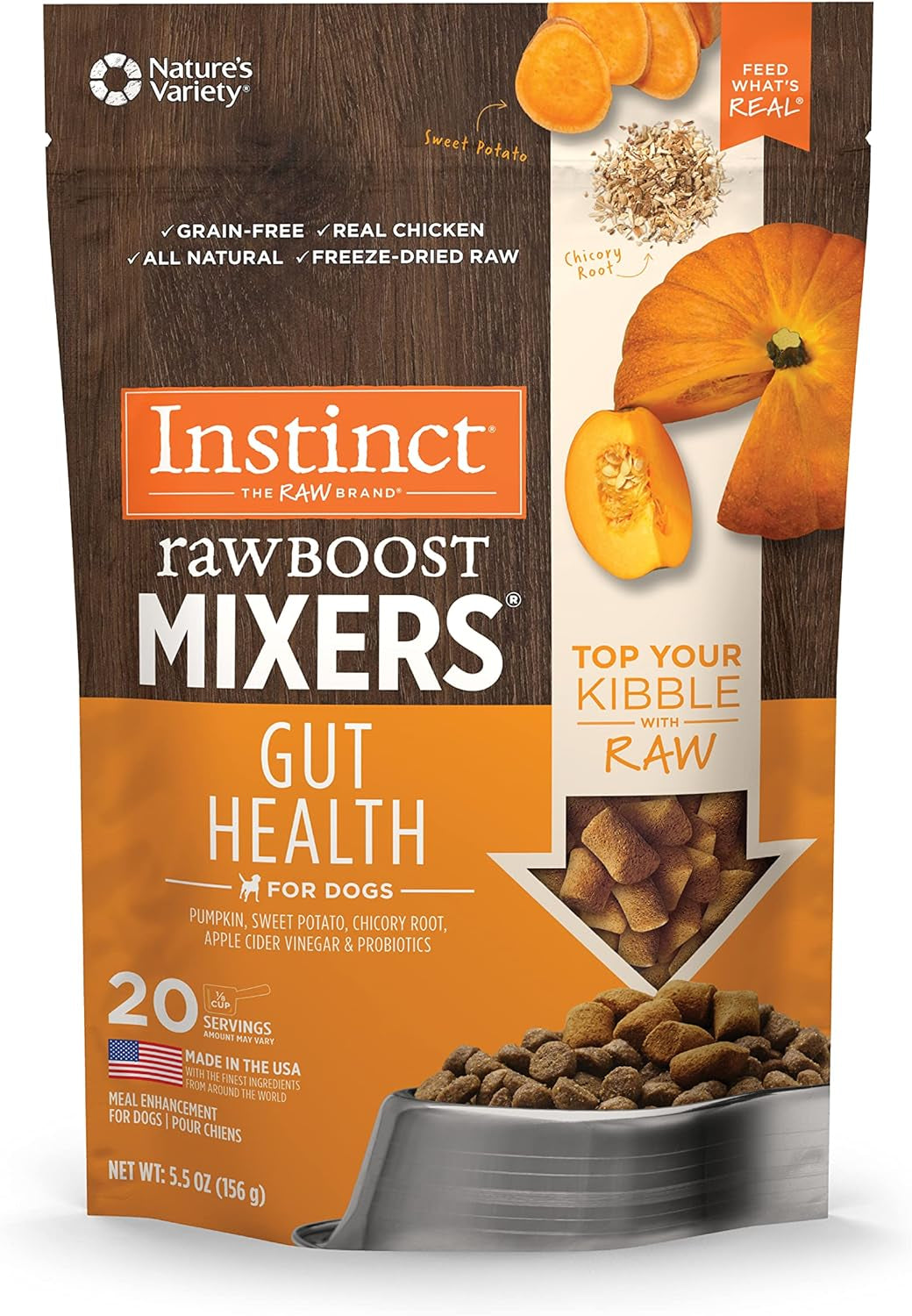 Instinct Raw Boost Mixers Freeze Dried Raw Dog Food Topper, Grain Free Dog Food Topper with Functional Ingredients 5.5 Ounce (Pack of 1)