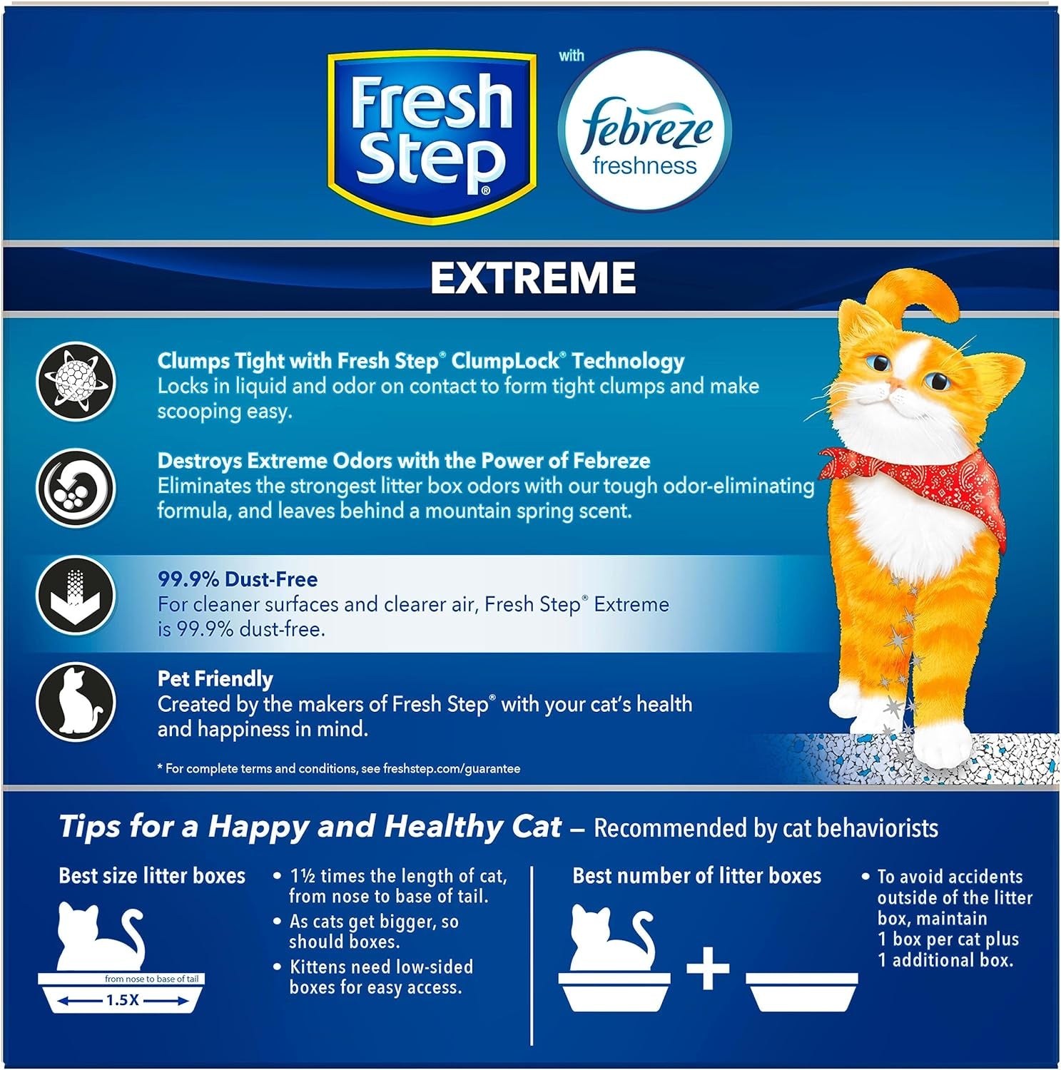 Fresh Step Extreme Clumping Litter With Febreze Freshness, Mountain Spring Scent Clumping Cat Litter With Guaranteed Odor Control, 14 lb. Box