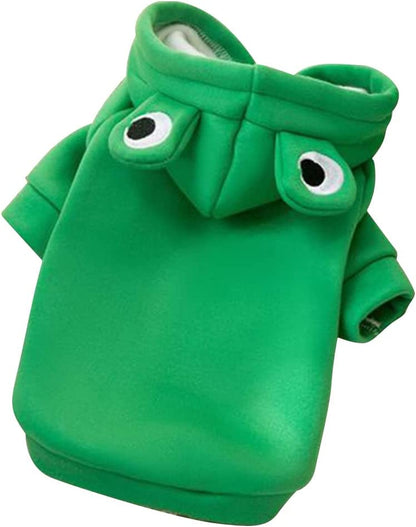 Hoodies Funny Costume for Cat and Puppy Cute Frog Cosplay Clothes for Pets Soft Knitwear (Green Frog, XS Pet Weight:1~3.3 Lbs)