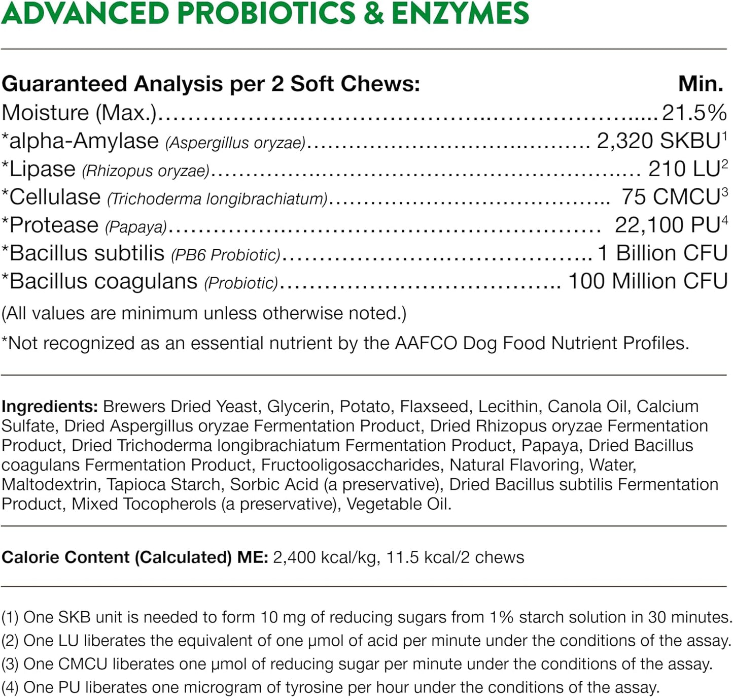 Veterinarian Strength Advanced Probiotics, Healthy Enzymes and PB6 Probiotic Supplement for Your Dogs Stomach, Intestine, Digestion and GI Tract Health, Made by Naturvet, 120 Soft Chews