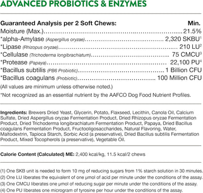 Naturvet – Digestive Enzymes - plus Probiotics & Prebiotics – Helps Support Diet Change & a Healthy Digestive Tract – for Dogs & Cats (Soft Chews, 120 Count)