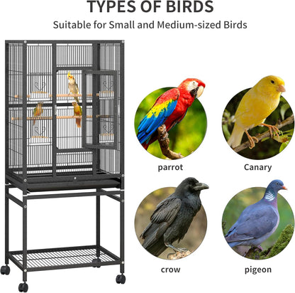 YINTATECH 52 Inches Birdcage Cover and Bird Cage Seed Catcher, Bird Cages for Parakeets, Parrot, Cockatiel, Pigeon, Metal Big Bird Cage