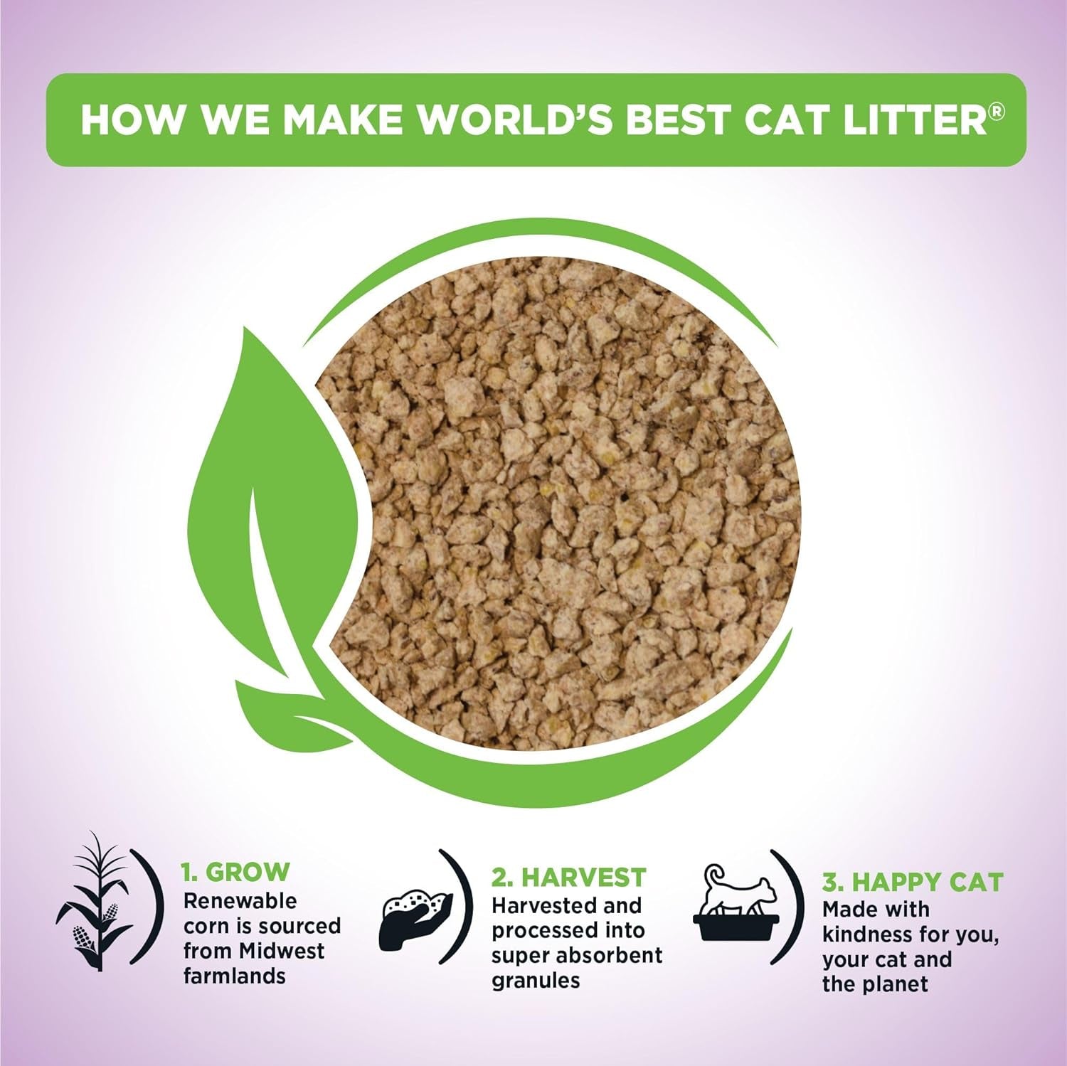 WORLD'S BEST CAT LITTER Multiple Cat Lavender Scented 15-Pounds - Natural Ingredients, Quick Clumping, Flushable, 99% Dust Free & Made in USA - Calming Fragrance & Long-Lasting Odor Control