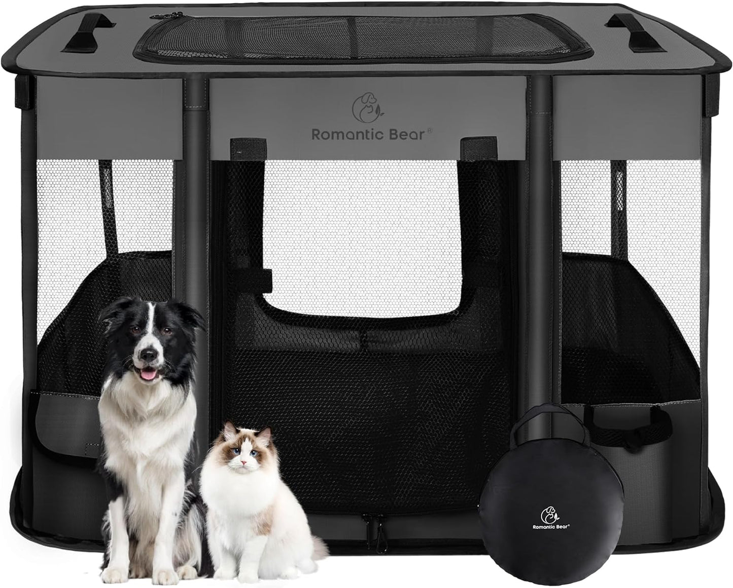 Dog Playpen,Pet Playpen,Foldable Dog Cat Playpens,Portable Exercise Kennel Tent Crate,Water-Resistant Breathable Shade Cover,Indoor Outdoor Travel Camping Use for Small Animals+Free Carrying Case(L)