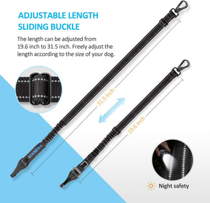 Dog Seat Belt 3-In-1 Car Harness for Dogs Adjustable Safety Seatbelt for Car Durable Nylon Reflective Bungee Fabric Tether with Clip Hook Latch & Buckle, Swivel Zinc Alloy Carabiner (Light Blue)