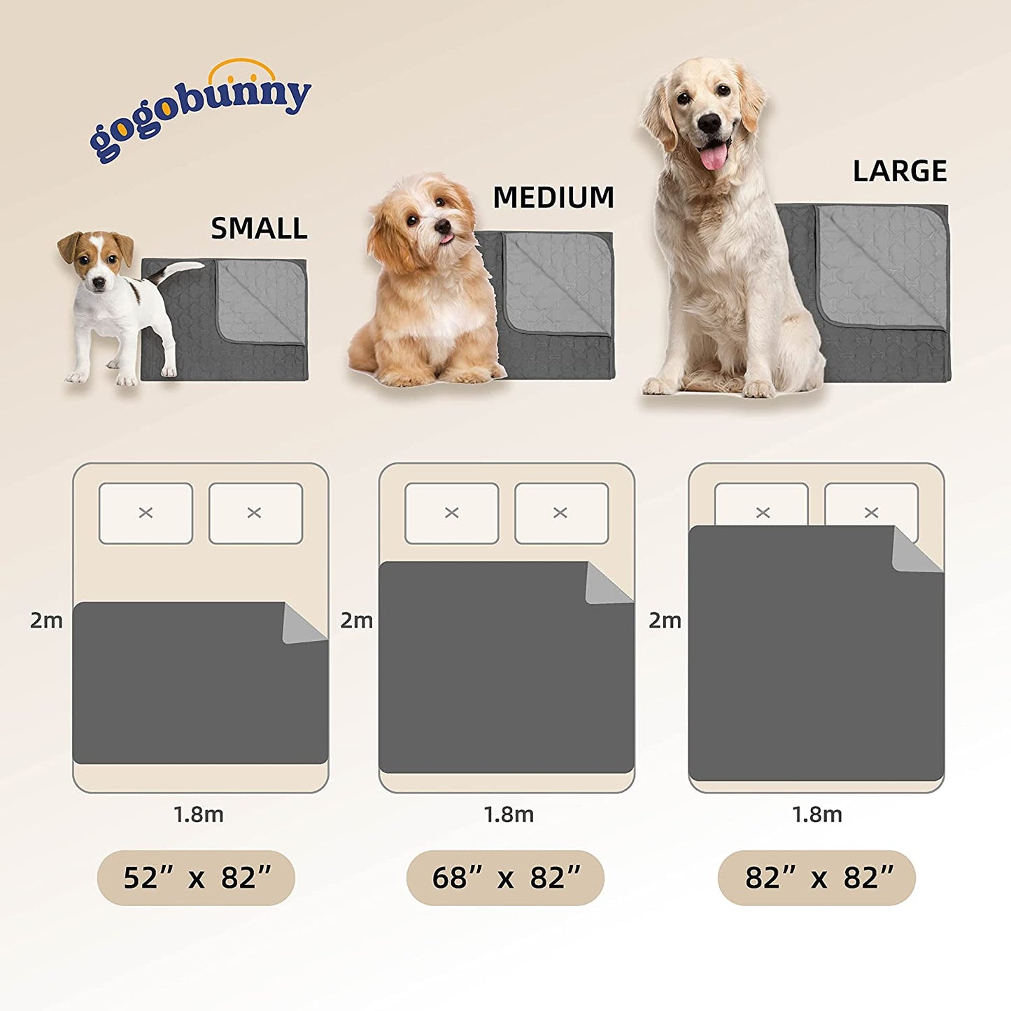 Gogobunny 100% Double Sided Waterproof Dog Blanket Soft Pet Bed Cover Reversible Protect Furniture Couch Sofa Car for Puppy Cat Kids (Dark Beige/Light Beige, 32X53 Inch (Pack of 1))