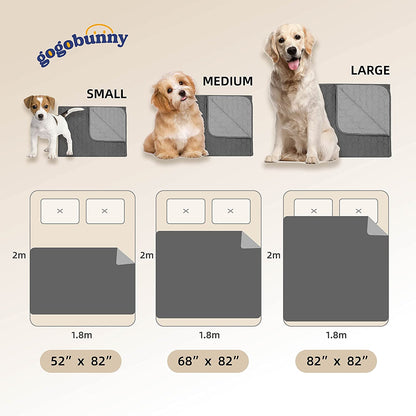 Gogobunny 100% Double-Sided Waterproof Dog Bed Cover Pet Blanket Sofa Couch Furniture Protector for Kids Children Dog Cat, Reversible (82X82 Inch (Pack of 1), Dark Beige/Light Beige)