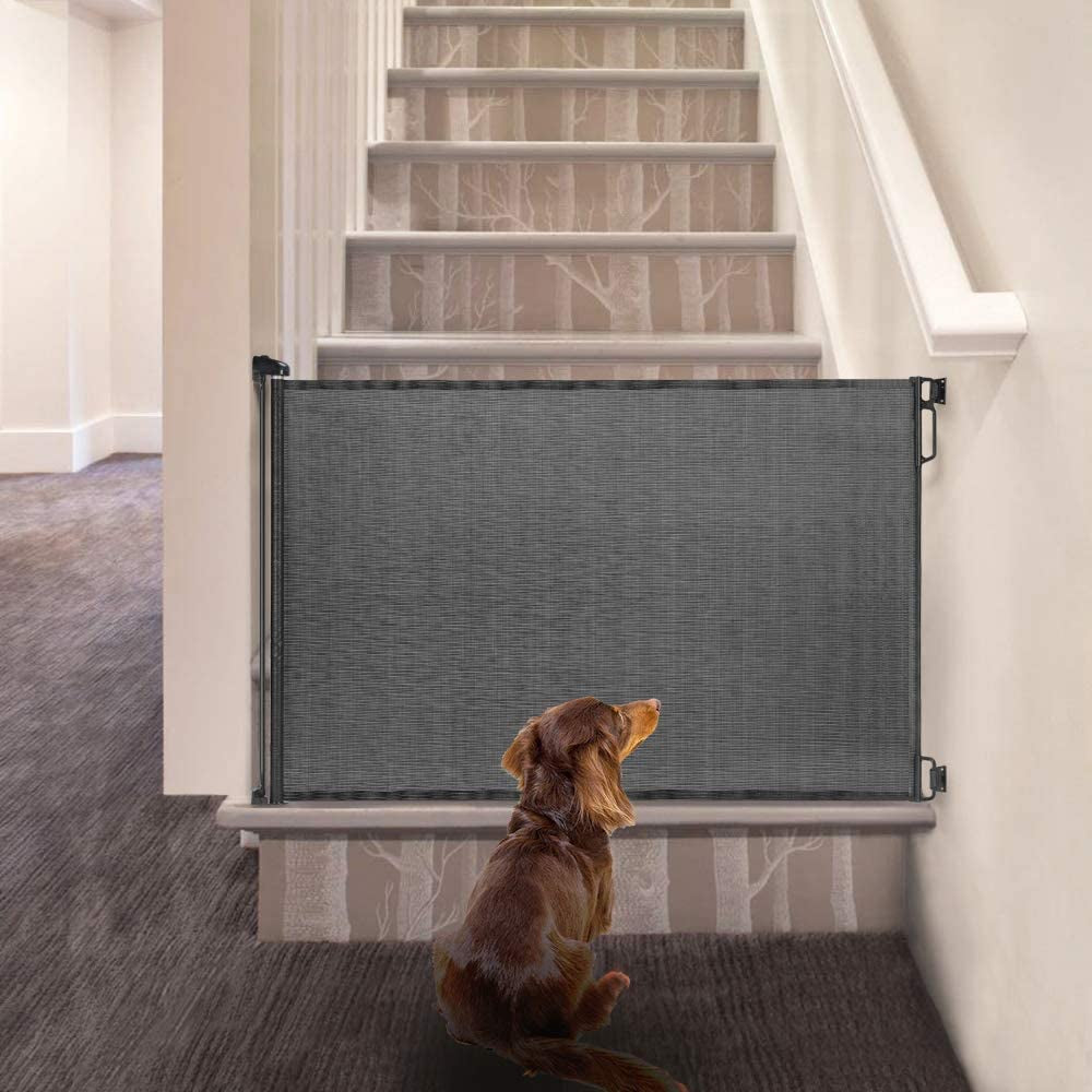 Easybaby Retractable Baby Gate, 33" Tall, Extends up to 55'' Wide, Grey/Child Safety Baby Gates, Pet Retractable Gates for Stairs, Doorways, Hallways, Indoor and Outdoor