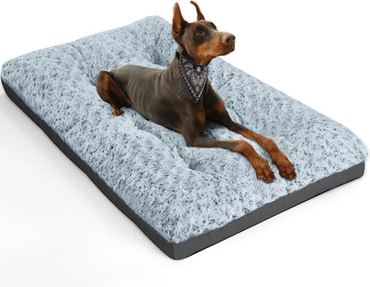 Deluxe Washable XL Dog Bed Dog Crate Mat 42 Inch Comfy Fluffy Kennel Pad Anti-Slip for Dogs up to 90 Lbs, 42" X 28", Green