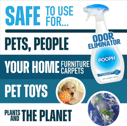 Pooph Pet Odor Eliminator, 32Oz Spray - Dismantles Odors on a Molecular Basis, Dogs, Cats, Freshener, Urine, Poop, Pee, Deodorizer, Natures, Puppy, Fresh, Clean, Furniture, Potty, Safe