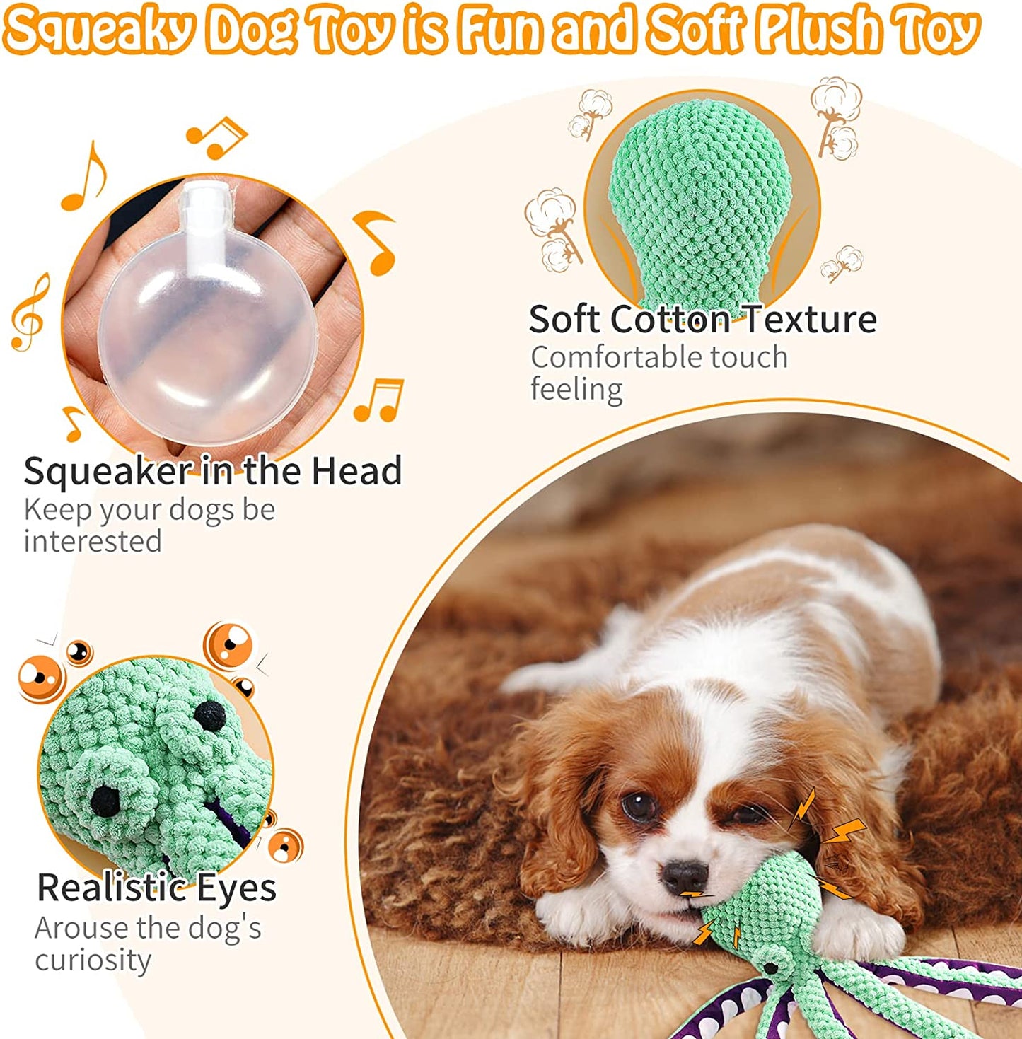 Squeaky Dog Toys for Medium and Small Dogs:Interactive Tug of War Dog Toy for Puppy Teething-Great Plush Dog Toy for Dogs to Keep Them Busy