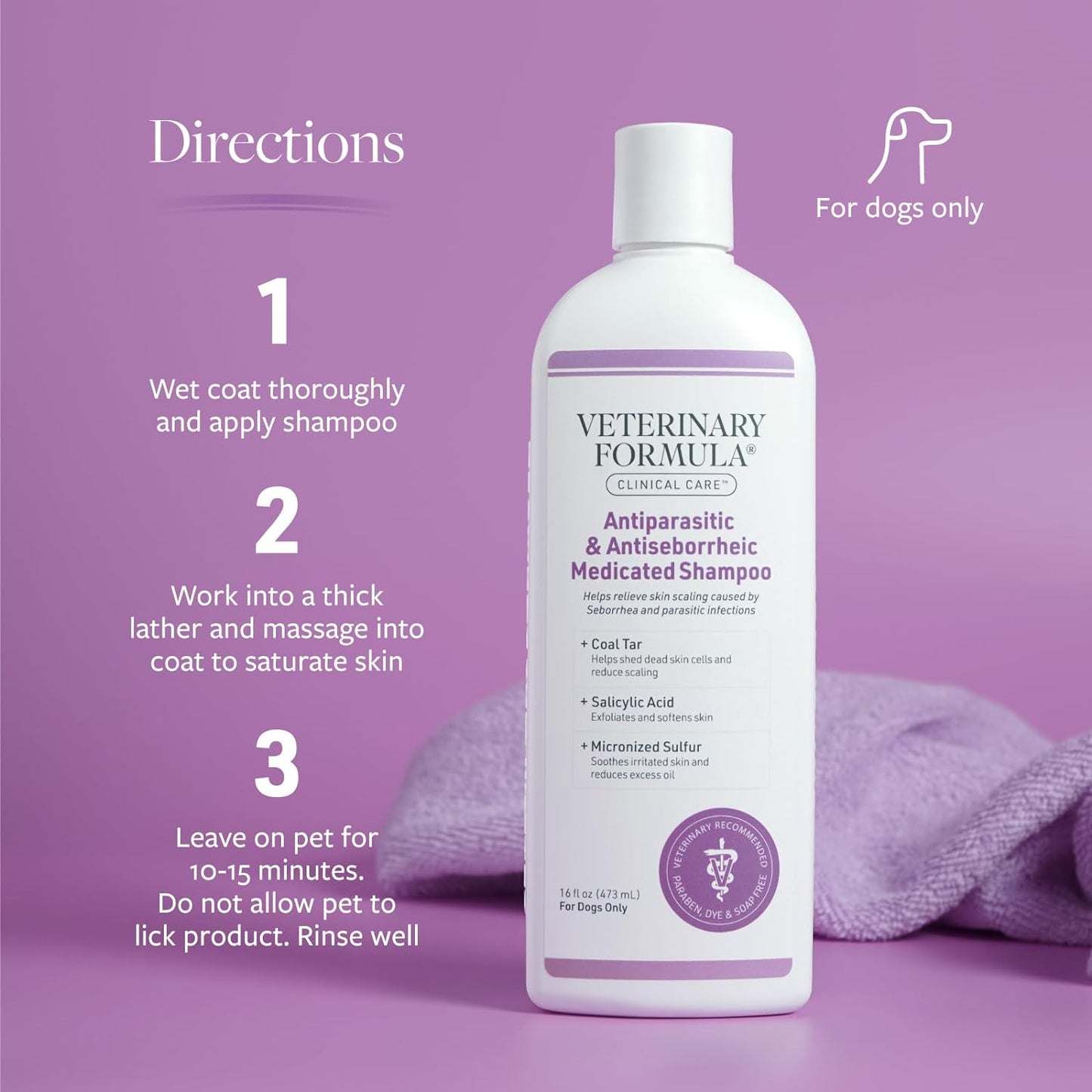 Veterinary Formula Clinical Care Antiparasitic & Antiseborrheic Medicated Dog Shampoo, 128Oz – Help Alleviate Your Dog'S Flaky Skin and Coat – Paraben, Dye, Soap Free