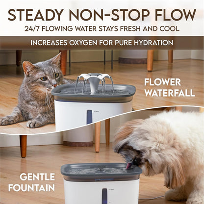 Veken 95Oz/2.8L Pet Fountain, Automatic Cat Water Fountain Dog Water Dispenser with Replacement Filters for Cats, Dogs, Multiple Pets (Space Black, Plastic)