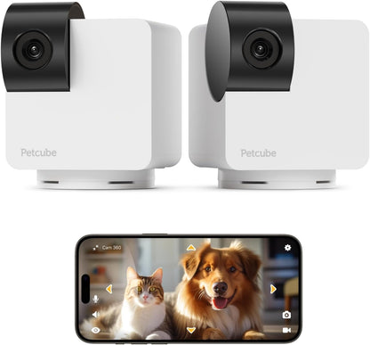 Petcube Cam 360 the Pack of 2 Camera | Ultimate Interactive Wifi Pet and Home Security Pan-Tilt Camera with Phone App, 1080P HD Video, 360° Rotation, Night Vision, Smart Alerts for Home Surveillance