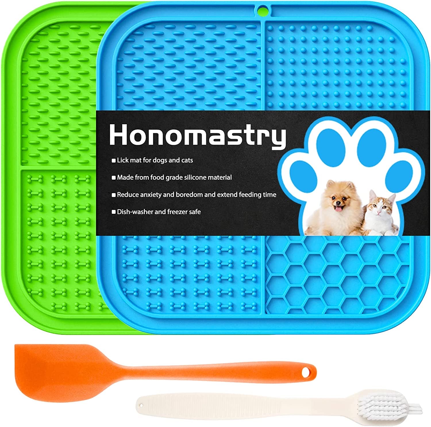 Dog Licking Mat Slow Feeder for Dogs, Premium Lick Pad with Suction Cups for Dog Anxiety Relief, Slow Feeder Dog Bowls, Bathing, Grooming and Training (Teal Mat)