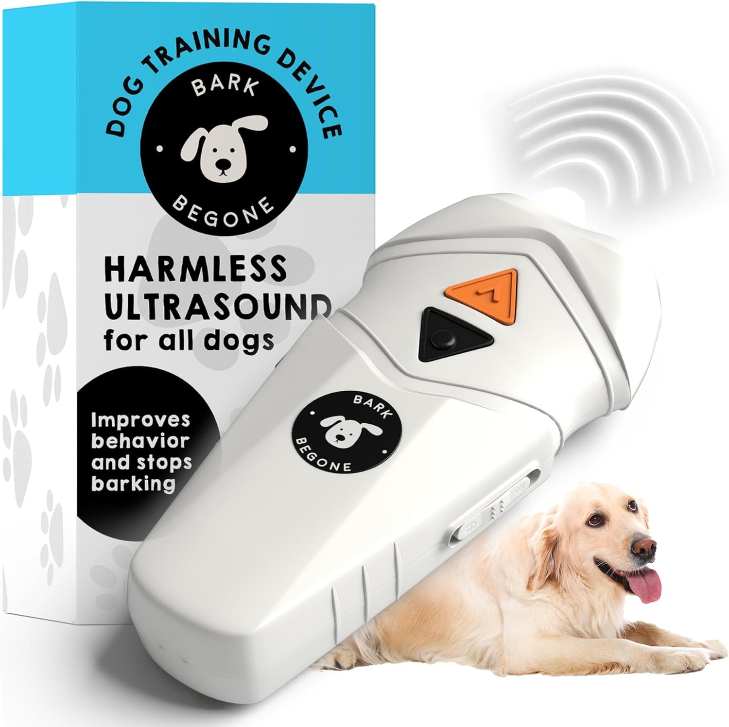 NEW 2024 Bark Begone Rechargeable Dog Trainer - anti Barking Dog Device - New and Improved Ultrasonic Emitter - Bark Collar Alternative - Dog Bark Deterrent Device - Long Range - Correct Poor Behavior