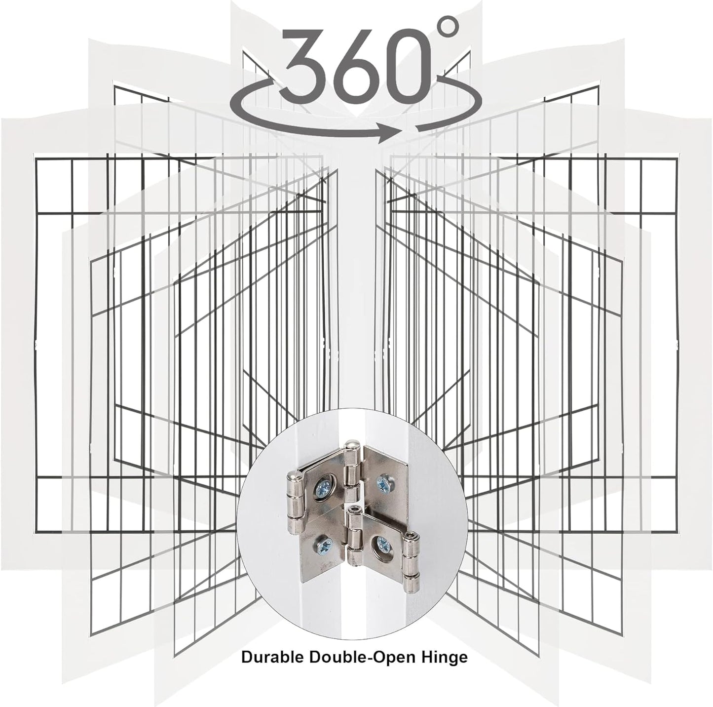 LZRS Sturdy Wood Pet Gate, Freestanding Tall Wire Dog Gate Safety Fence Indoor, Foldable Stair Barrier Pet Exercise for Most Furry Friends, Dog Gate for Stairs, Walnut,30" Height-4 Panels