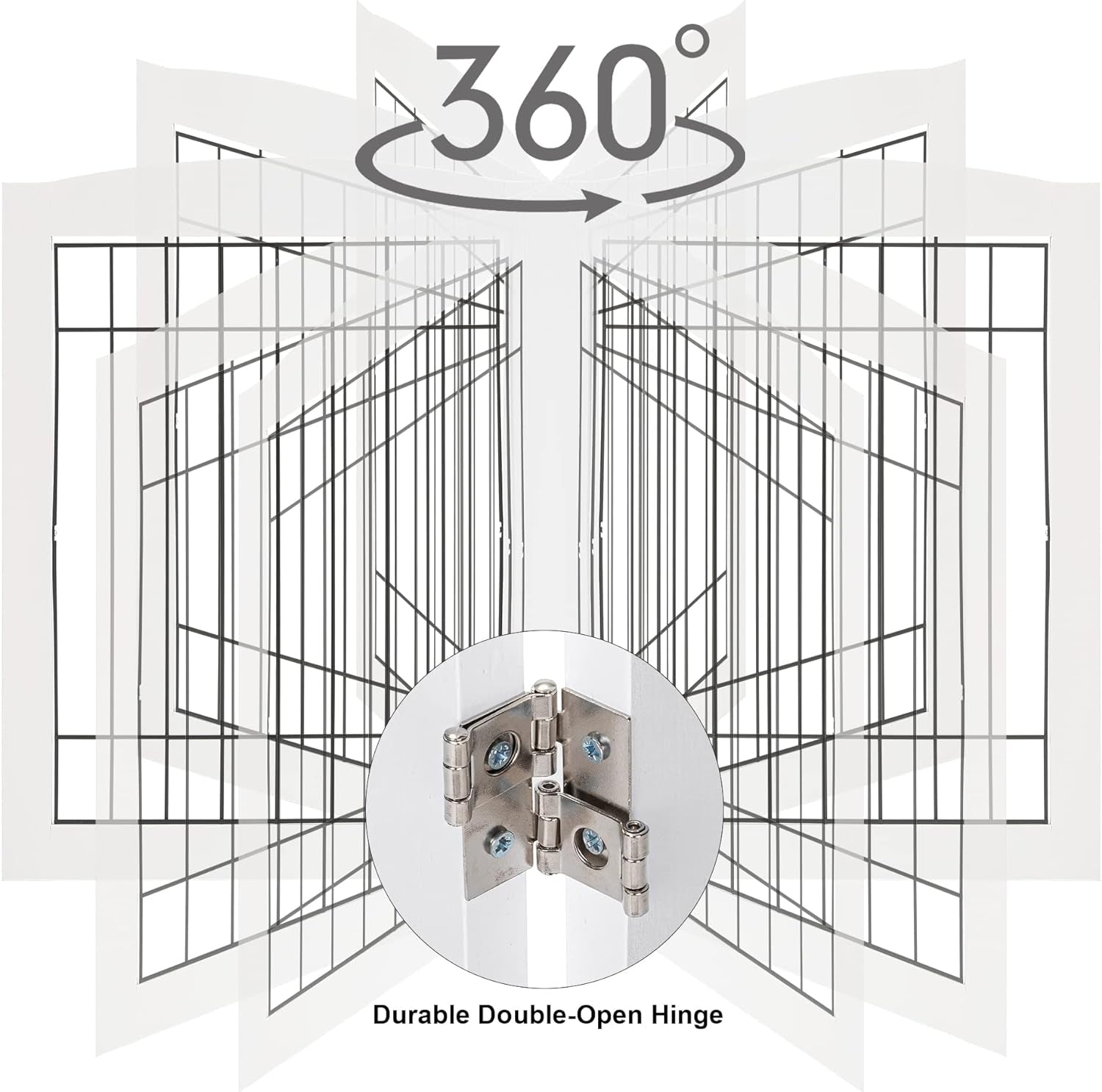 LZRS Sturdy Wood Pet Gate, Freestanding Tall Wire Dog Gate Safety Fence Indoor, Foldable Stair Barrier Pet Exercise for Most Furry Friends, Dog Gate for Stairs, Walnut,30" Height-4 Panels