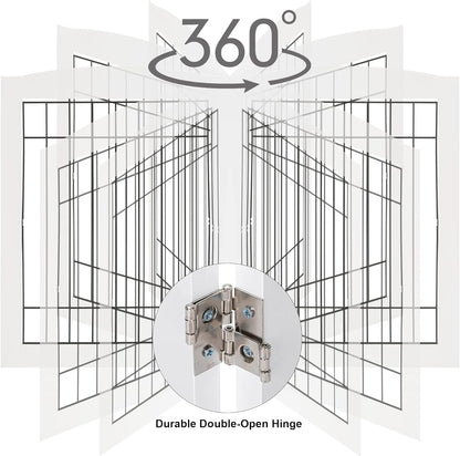 LZRS Sturdy Wood Pet Gate, Freestanding Tall Wire Dog Gate Safety Fence Indoor, Foldable Stair Barrier Pet Exercise for Most Furry Friends, Dog Gate for Stairs, Walnut,30" Height-4 Panels