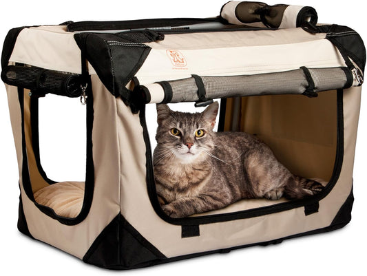 Large Cat Carrier & Dog Carrier for 2 Cats or Medium Dog. Soft Sided Pet Carrier for Travel. Collapsible, Portable Cat Bag with Soft Bed, Top & Side Loading, Locking Zippers, Puppy Crate & Cat Kennel