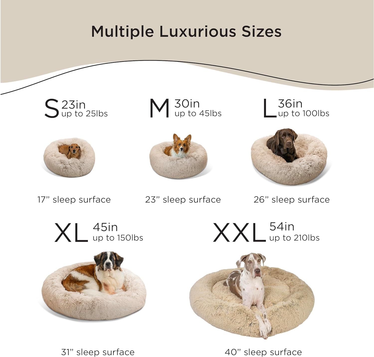 Best Friends by Sheri the Original Calming Donut Cat and Dog Bed in Lux Fur Oyster, Extra Large 45"