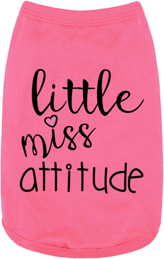 Personality-Packed Canine Attire: Soft, Lightweight Dog Clothes Featuring the Bold 'Little Miss Attitude' Slogan Print, Perfect for Small and Medium Dogs Rose Red Medium