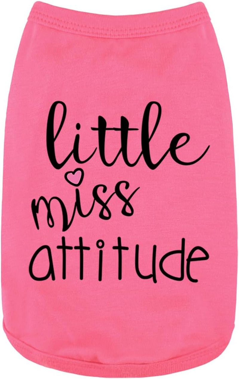 Personality-Packed Canine Attire: Soft, Lightweight Dog Clothes Featuring the Bold 'Little Miss Attitude' Slogan Print, Perfect for Small and Medium Dogs Gray Medium