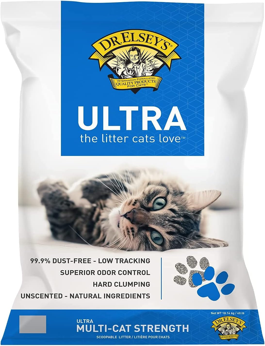 Dr. Elsey'S Premium Clumping Cat Litter - Ultra - 99.9% Dust-Free, Low Tracking, Hard Clumping, Superior Odor Control, Unscented & Natural Ingredients