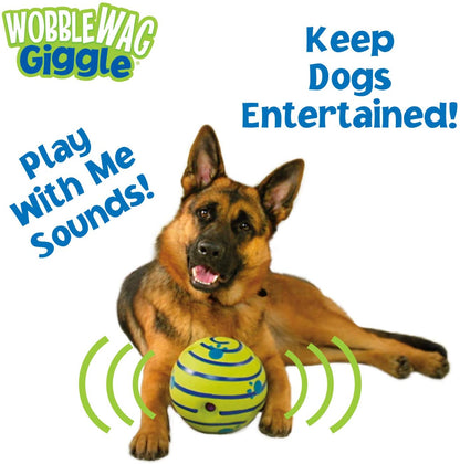 Wobble Wag Giggle Ball 2 Pack- Interactive Dog Toy, Fun Giggle Sounds When Rolled or Shaken, Pets Know Best, 1 Original & 1 Glow in the Dark Ball