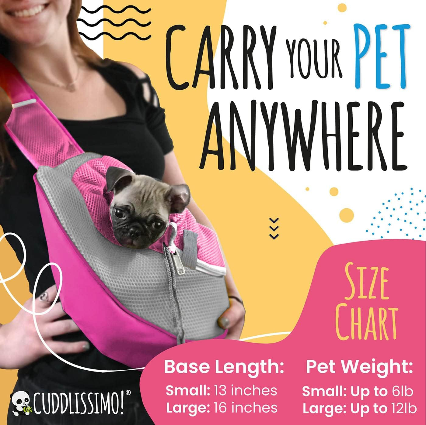 Pet Sling Carrier - Small Dog Puppy Cat Carrying Bag Purse Pouch - for Pooch Doggy Doggie Yorkie Chihuahua Baby Papoose Bjorn - Hiking Travel Front Backpack Chest Body Holder Pack (Red-L)