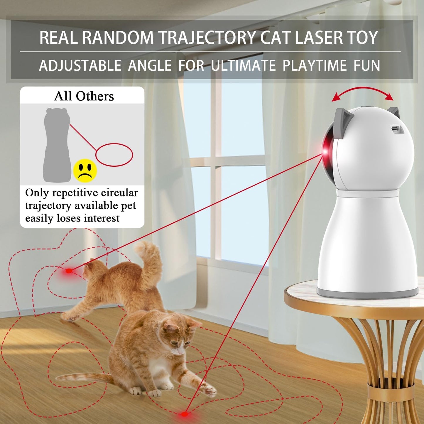 Laser Cat Toys for Indoor Cats,The 4th Generation Real Random Trajectory Motion Activated Rechargeable Automatic Cat Laser Toy,Interactive Cat Toys for Bored Indoor Adult Cats/Kittens/Dogs