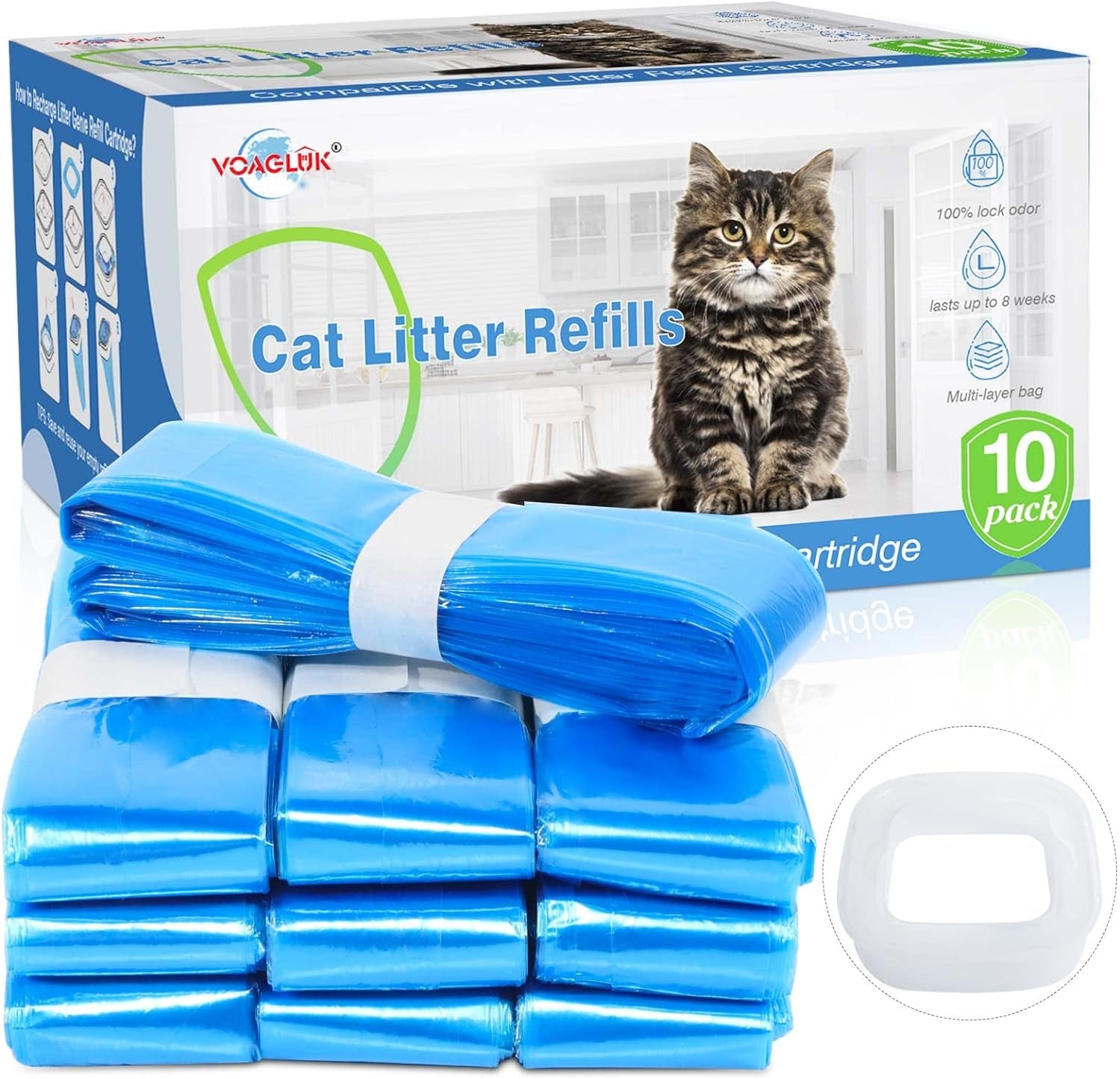 Cat Litter Refills Compatible with Litter Genie and Pet Genie Pail Generic Litter Refills Bag Included One Non-Original Refill Cartridge (10 Pack)