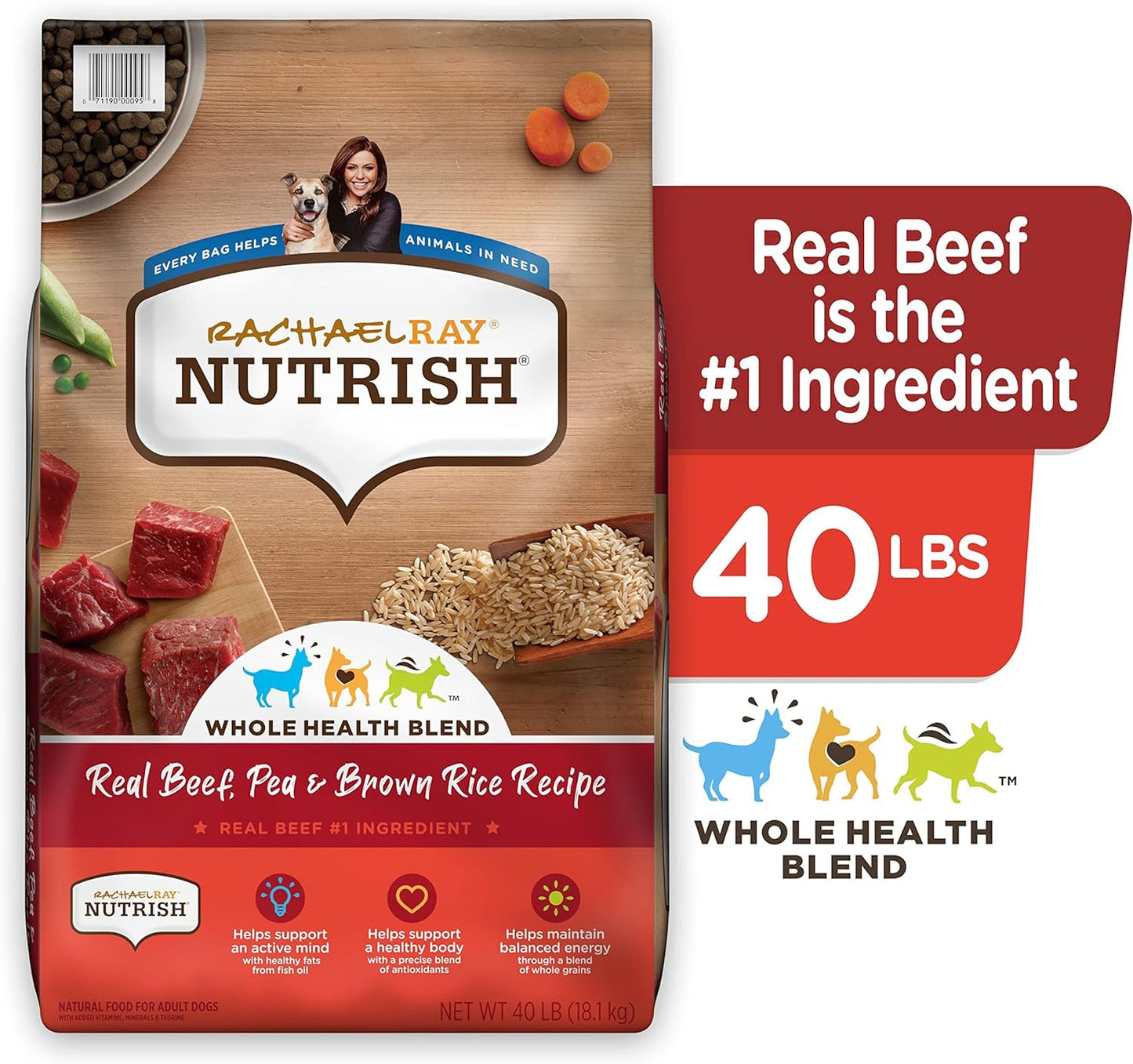 Rachael Ray Nutrish Premium Natural Dry Dog Food, Real Beef, Pea, & Brown Rice Recipe, 40 Pound Bag (Packaging May Vary)