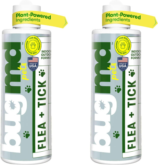 Bugmd Flea and Tick Spray (2 Pack) - Flea and Tick Formula for Dogs, Flea and Tick Spray for Dogs, Flea Spray for Home, Flea and Tick Killer, Dog Flea and Tick Control