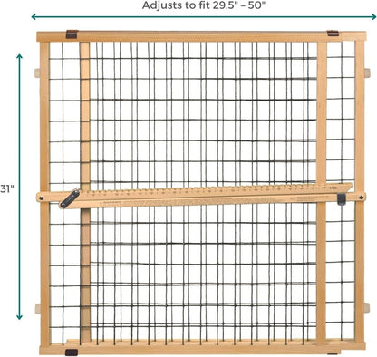 MYPET North States Wire Mesh Dog Gate: 29.5-48" Wide. Pressure Mount. No Tools Needed. Dog Gate 37" Tall, Expandable, Durable Dog Gates for Doorways, Sustainable Hardwood