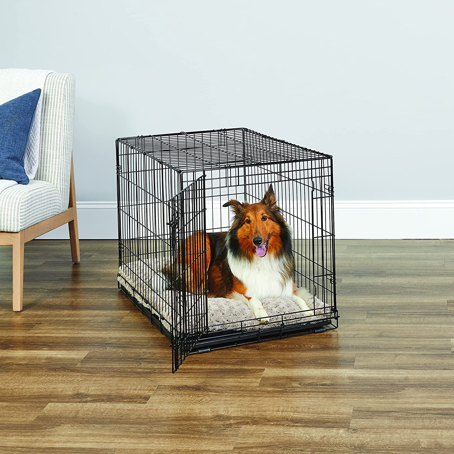 New World Newly Enhanced Singledoor New World Dog Crate, Includes Leak-Proof Pan, Floor Protecting Feet, & New Patented Features, 30 Inch