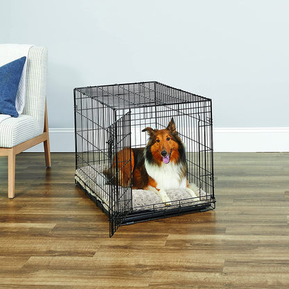 New World Newly Enhanced Single Door New World Dog Crate, Includes Leak-Proof Pan, Floor Protecting Feet, & New Patented Features, 24 Inch