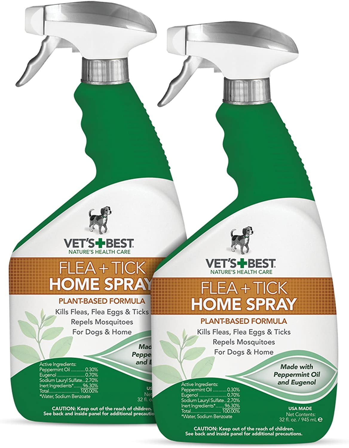 Vet'S Best Flea and Tick Home Spray | Flea Treatment for Dogs and Home | Plant-Based Formula | 32 Ounces, 2 Pack