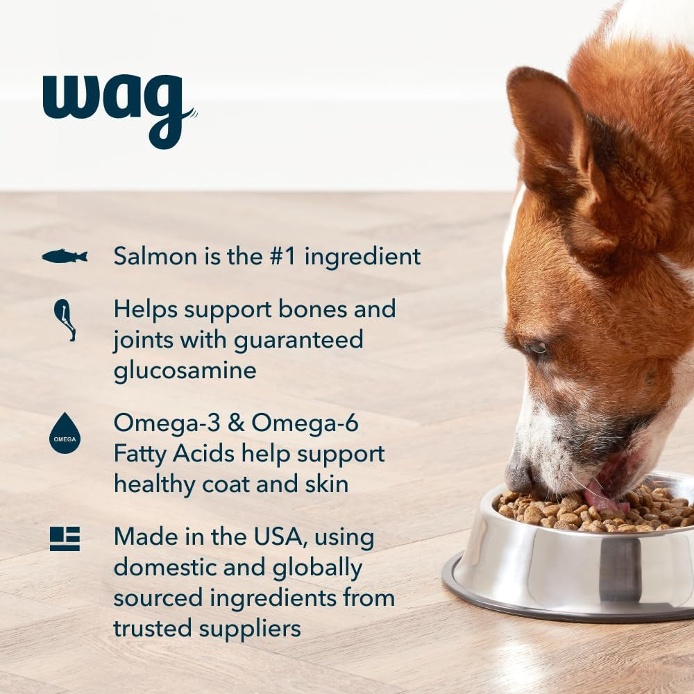 Amazon Brand – Wag Dry Dog Food, Salmon and Brown Rice, 30 Lb Bag (Pack of 1)