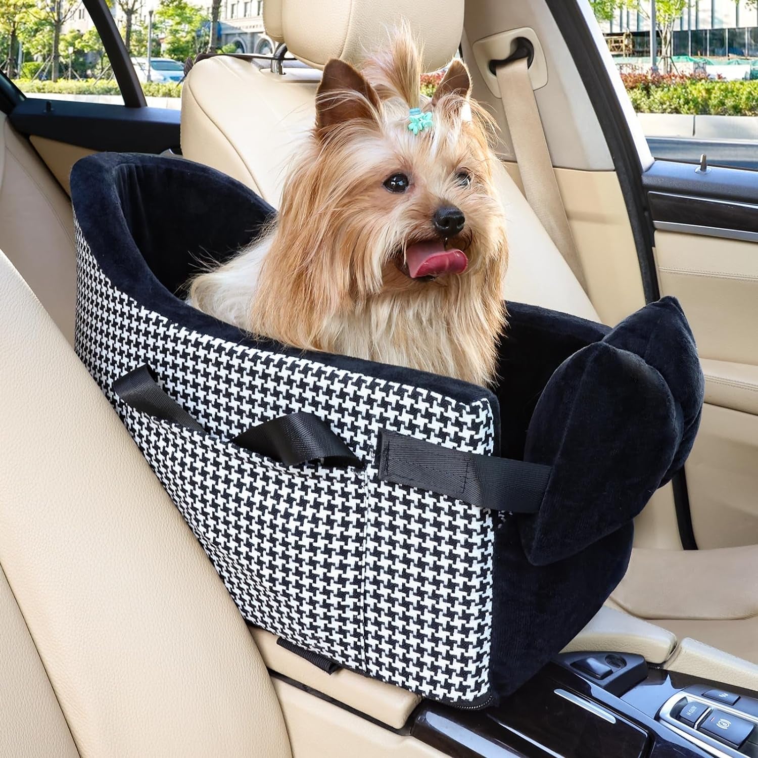 Dog Car Seat for Small Dog Booster Seat Middle Console Doggie Seat Puppy Car Seat for Small Dogs(Black)