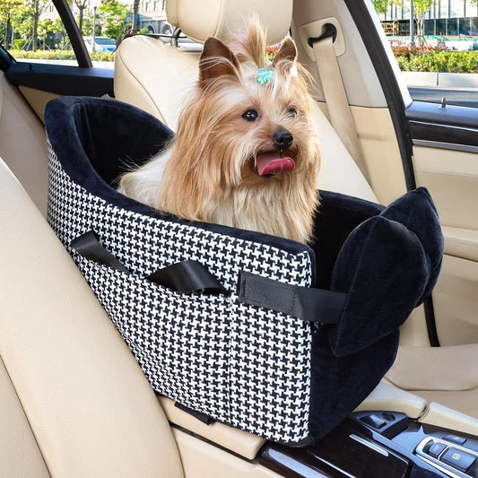 Dog Car Seat for Small Dog Booster Seat Middle Console Doggie Seat Puppy Car Seat for Small Dogs(Black)