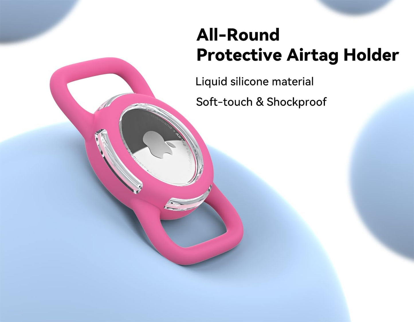 Waterproof Airtag Dog Collar Holder, Silicone & ABS Airtag Holder for Dog & Cat Collars, Ultra-Durable, Lightweight and Protective Airtag Case (Rose, Regular)
