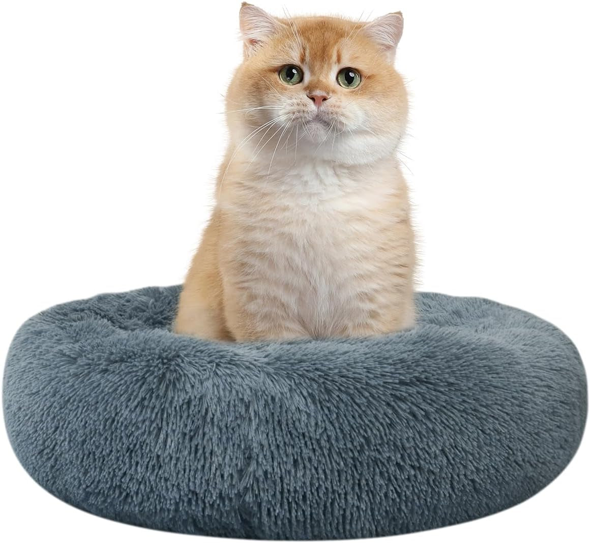 Nisrada Cat Beds for Indoor Cats,15.7 Inch Dog Bed for Small Melium Large Dogs, Washable-Round Pet Bed for Puppy and Kitten with Slip-Resistant Bottom